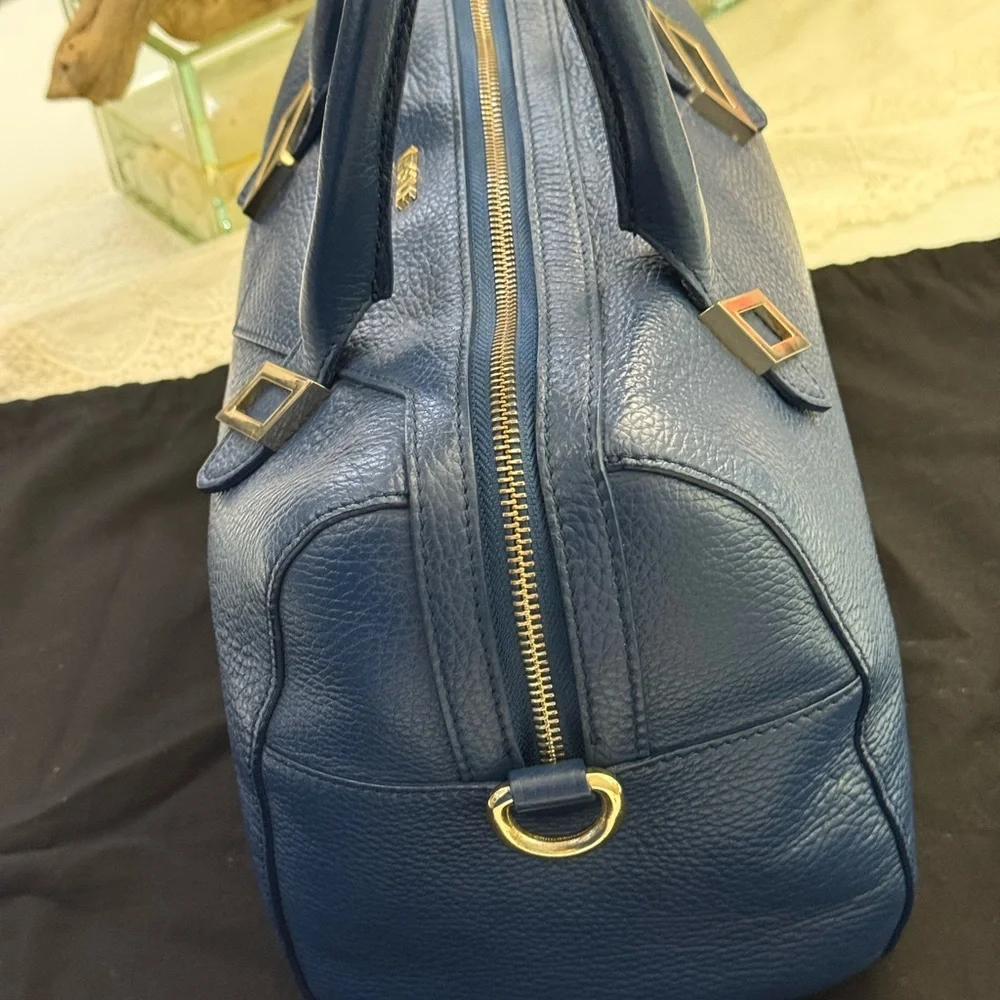 Versace Collection Vitello Handbag Blue Leather with Shoulder Strap and Dust Bag - Picture 7 of 13